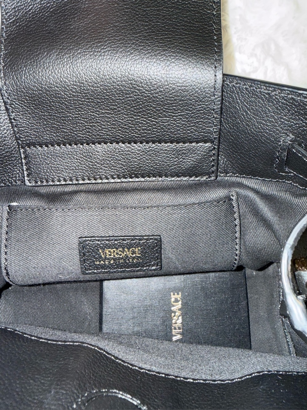 Versace Black Leather Top-Handle Mini Bag Medusa Hadware - Picture 6 of 7